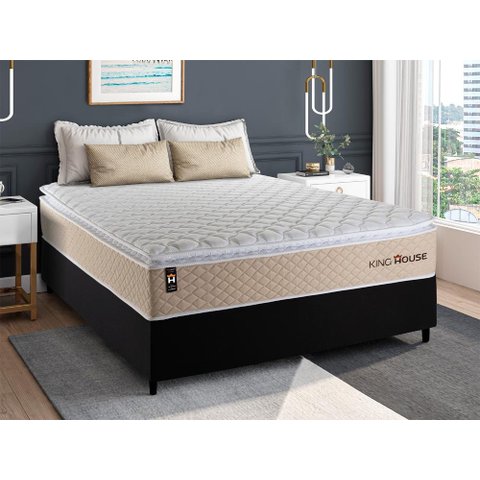 Cama Box Casal Alford com Colchão Molas Ensacadas 138x188x66 Preto