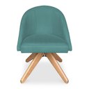 Ver imagem 1 de Poltrona Cadeira Giratória Bela Suede Azul Turquesa Base de Madeira - Pallazio