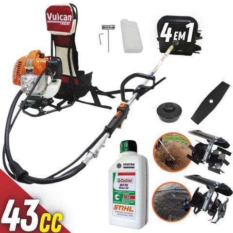 Máquina de Cortar Grama Á Gasolina Costal Vrc430 Vulcan Completa C/ Enxadas + Óleo Stihl
