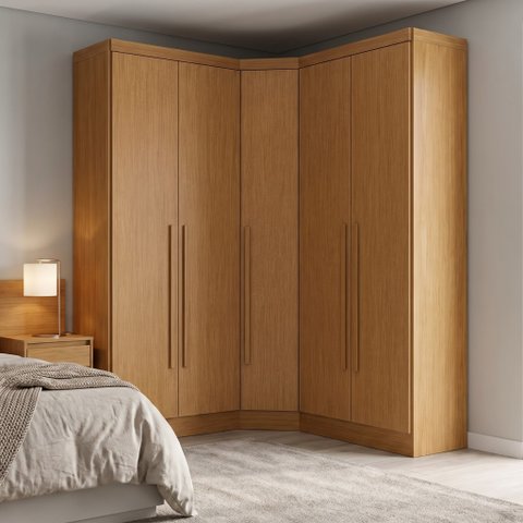 Guarda-Roupa Modulado de Canto Oblíquo 5 Portas 6 Gavetas 100% MDF Cairo