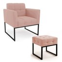 Ver imagem 2 de Poltrona Sala e Puff Decorativo Industrial Elisa Veludo D03 - D’Rossi