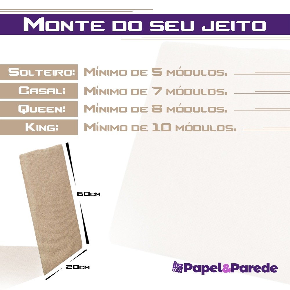 Cabeceira Modulada Estofada Adesiva 1 Módulo em Tiras 20x60cm Bege - 5