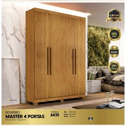 Guarda Roupa Master 4 Portas 1.40m 3 Gavetas 100% Mdf Cinamomo - 3