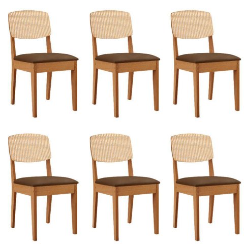 Conjunto com 6 Cadeiras Mdf Copper Premium para Sala de Jantar Moderna Mobília