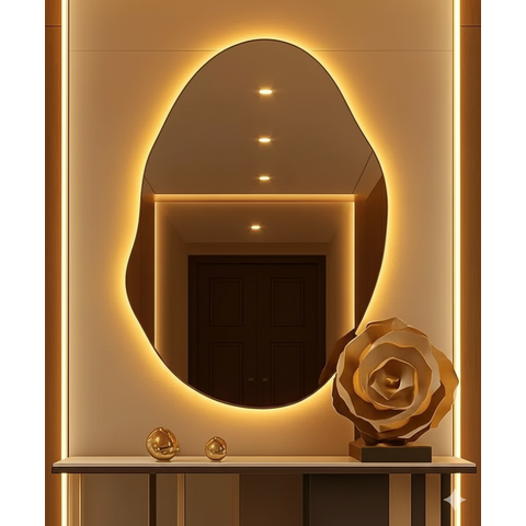 Espelho Decorativo Orgânico com Led Quente de Parede Corpo Inteiro Madri Demoglass