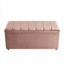 Ver imagem 5 de Kit Cabeceira e Calçadeira Baú Carla Queen Madeira Maciça Veludo Rose 160cm Click Home