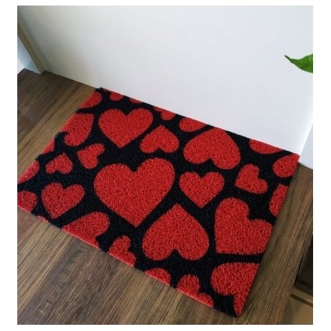 Tapete Capacho Corações - 60x40 cm