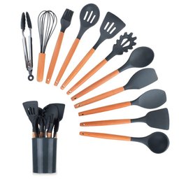 Kit 12 Peças Utensílios de Cozinha - Prático:cinza - 2