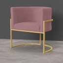 Ver imagem 3 de Kit 2 Poltronas Decorativa Sala de Estar Luana Base Gold Veludo Rosê - Montanaris Decor Md Montanari