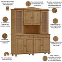 Ver imagem 4 de Armário de Cozinha Rústico com Cristaleira 8 Portas 4 Gavetas Lazuli F06 Freijó - Lyam Decor