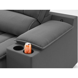 Sofá com Porta Copos Carregador USB Ret Rec Murano 2,30m Velosuede Grafite - NETSOFAS - 7