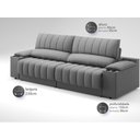 Ver imagem 3 de Sofá com Porta Copos Carregador USB Ret Rec Murano 2,30m Velosuede Grafite - NETSOFAS