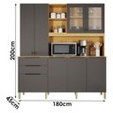 Ver imagem 3 de Armário de Cozinha Apolo 7 Portas 3 Gavetas MDF-MDP 180cm Cinamomo Grafite