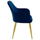 Ver imagem 2 de Kit 2 Cadeiras Poltrona Lines Base Dourada Recepção Sala Decorativa Suede - AZUL