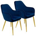 Ver imagem 1 de Kit 2 Cadeiras Poltrona Lines Base Dourada Recepção Sala Decorativa Suede - AZUL