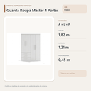 Ver imagem 4 de Guarda Roupa Casal Master 4 Portas 3 Gavetas Branco Formimóveis