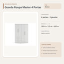 Ver imagem 5 de Guarda Roupa Casal Master 4 Portas 3 Gavetas Branco Formimóveis