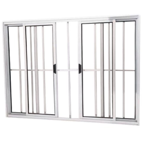 Janela Vitro 4 Folhas Alumínio Brilhante 1.20 x 1.50 Modular com Grade