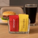 Ver imagem 6 de Kit Porta Sachê Faces para Açúcar Adoçante Ketchup Molhos de Vidro Transparente Lyor 4 Unidades