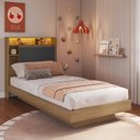 Ver imagem 1 de Cama de Solteiro Infantil/Juvenil 90 Suspensa com Iluminação em LED e Organizador na Cabeceira Cancun