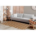 Ver imagem 1 de Tapete Sala ou Quarto Antiderrapante 1,50M x 1,32M Arabesco Geométrico Caramelo e Cru