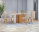 Ver imagem 7 de Conjunto Sala de Jantar Mesa Astrid 170 Tampo Vidro Maxi Off com 6 Cadeiras Luar - Lopas Amendoa Cle