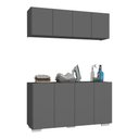 Ver imagem 2 de Conjunto Lavanderia Multiuso Armário Aéreo e Balcão 4 Portas Multimóveis Mp5054 Grafite/branco