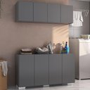 Ver imagem 1 de Conjunto Lavanderia Multiuso Armário Aéreo e Balcão 4 Portas Multimóveis Mp5054 Grafite/branco