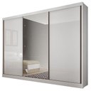 Ver imagem 2 de Guarda Roupa Casal Sonetto com Espelho e Gaveteiro Milão com Chave Neve - Novo Horizonte