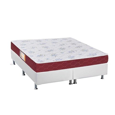 Cama Box Queen: Colchão Espuma Castor Sleep Max + Base CRC Courano White(158x198)