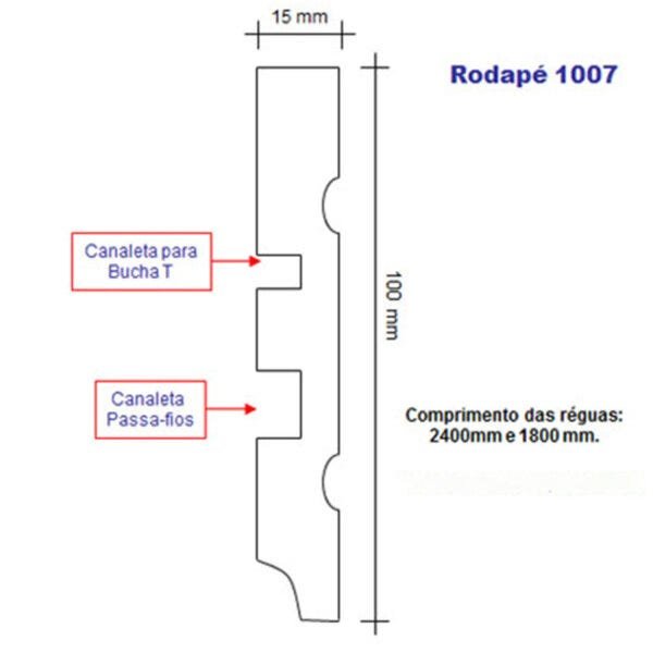 Rodapé/Guarnição BrasGroup 1007 - Multiuso 15mm x 10cm x 2,40m - 2