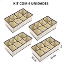 Ver imagem 2 de Organizador para Gaveta Guarda Roupa 8 Divisões Bege Kit 4