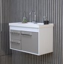 Ver imagem 4 de Kit Armário para Banheiro 60cm Mdf com Cuba + Espelheira - Potenza Gianduia