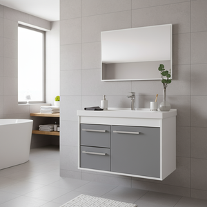 Kit Armário para Banheiro 60cm Mdf com Cuba + Espelheira - Potenza Gianduia