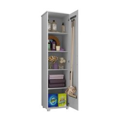 Armário Multiuso Lavanderia 1 Porta Kaiki Móveis Jasmim Branco - 4