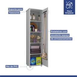 Armário Multiuso Lavanderia 1 Porta Kaiki Móveis Jasmim Branco - 7
