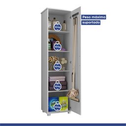 Armário Multiuso Lavanderia 1 Porta Kaiki Móveis Jasmim Branco - 6
