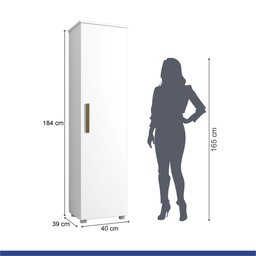 Armário Multiuso Lavanderia 1 Porta Kaiki Móveis Jasmim Branco - 3