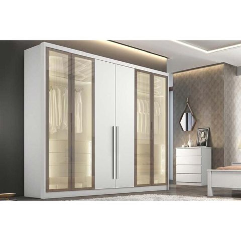 Guarda Roupa Casal Linea 6 Portas 6GAVS Neve N. Horizonte