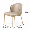 Ver imagem 3 de Kit 2 Cadeira Pilar Aço Cabono Dourado Courino Bege