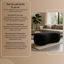Puff Feijão Orgânico Moderno 100cm Escultural Suede Curvo - 5
