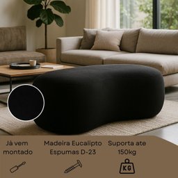 Puff Feijão Orgânico Moderno 100cm Escultural Suede Curvo - 4