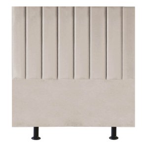 Cabeceira Estofada Cama Box Solteiro 90 Cm Mavie Suede Bege