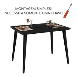 Mesa de Jantar Retangular Murano 120x80 Sala Mdf Pé Palito:preto - 4