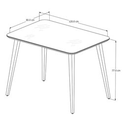 Mesa de Jantar Retangular Murano 120x80 Sala Mdf Pé Palito:preto - 2