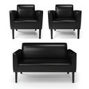 Ver imagem 1 de Sofá Namoradeira com 2 Poltronas Base de Madeira Fixa Preto Marisa Corano D03 - D\'rossi Cor Preto