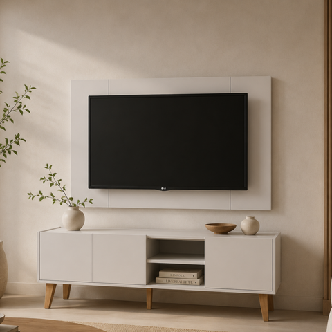 Painel com Rack Funcional para TV - Moscou 136cm Branco