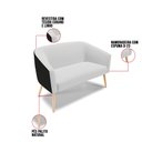 Ver imagem 5 de Kit 01 Namoradeira 02 Lugares e 02 Poltronas Stella Corano Preto com Linho Cinza A05 Pés Palito