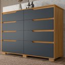 Ver imagem 1 de Cômoda para Quarto 8 Gavetas 147cm Georgia Marrom/Freijó/Cinza