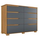 Ver imagem 2 de Cômoda para Quarto 8 Gavetas 147cm Georgia Marrom/Freijó/Cinza